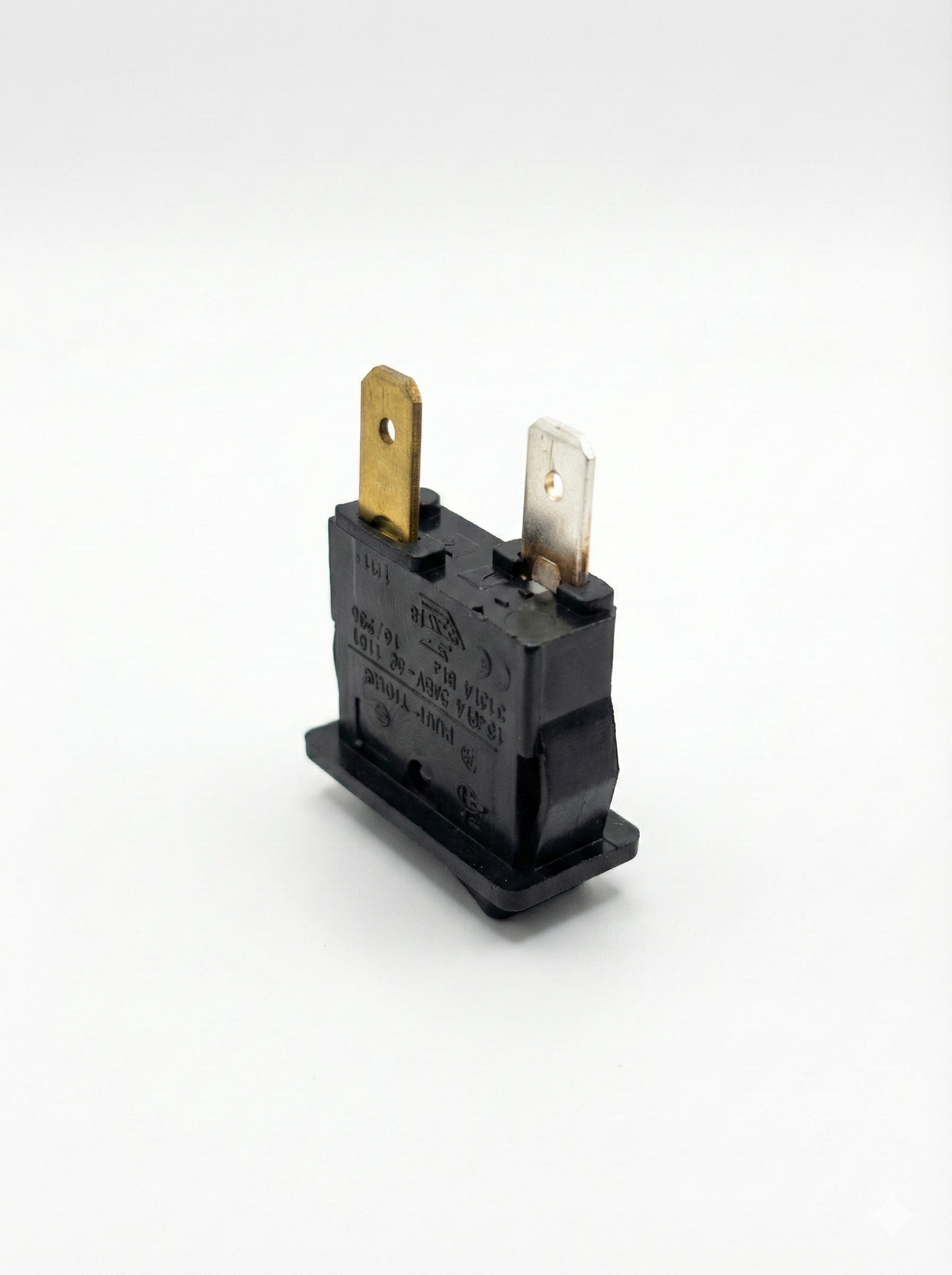 Black electrical plug on a white background