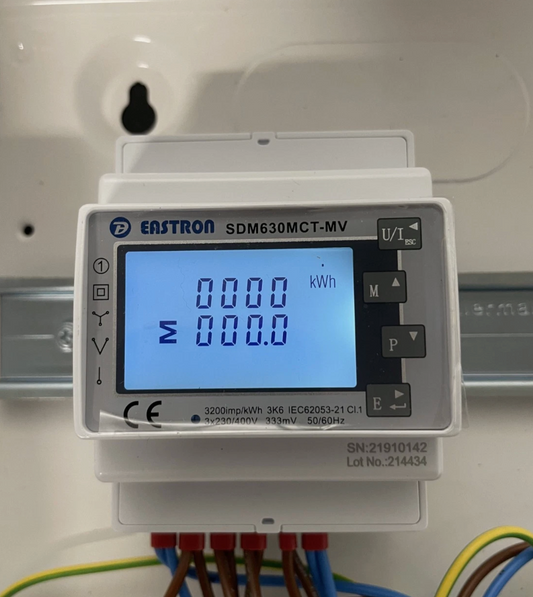 Eastron SMD630MCT-Mv meter live in the field din rail mounted