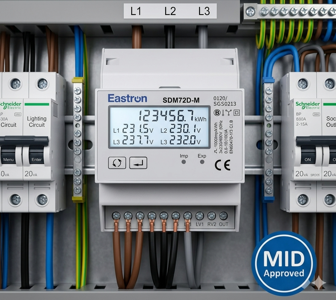 Eastron SDM72D-M MID 3-Phase Modbus Energy Meter - UK Stock