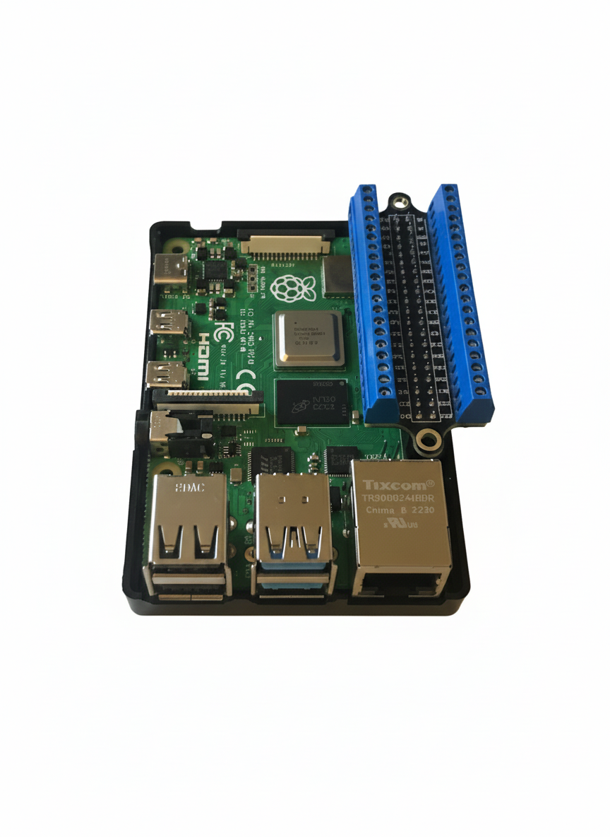 Computer motherboard with various ports and connectors on a white background