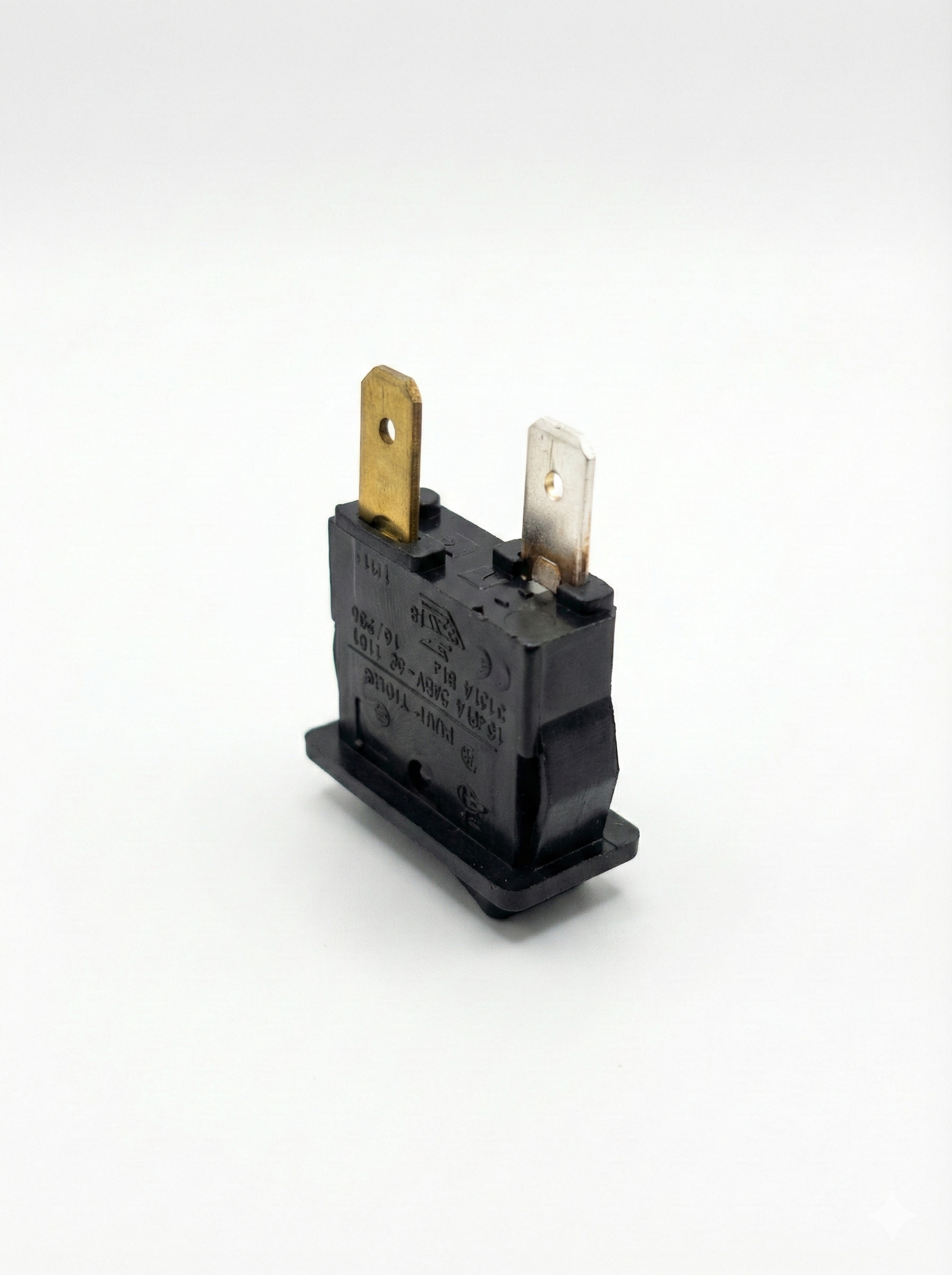 Black electrical plug on a white background