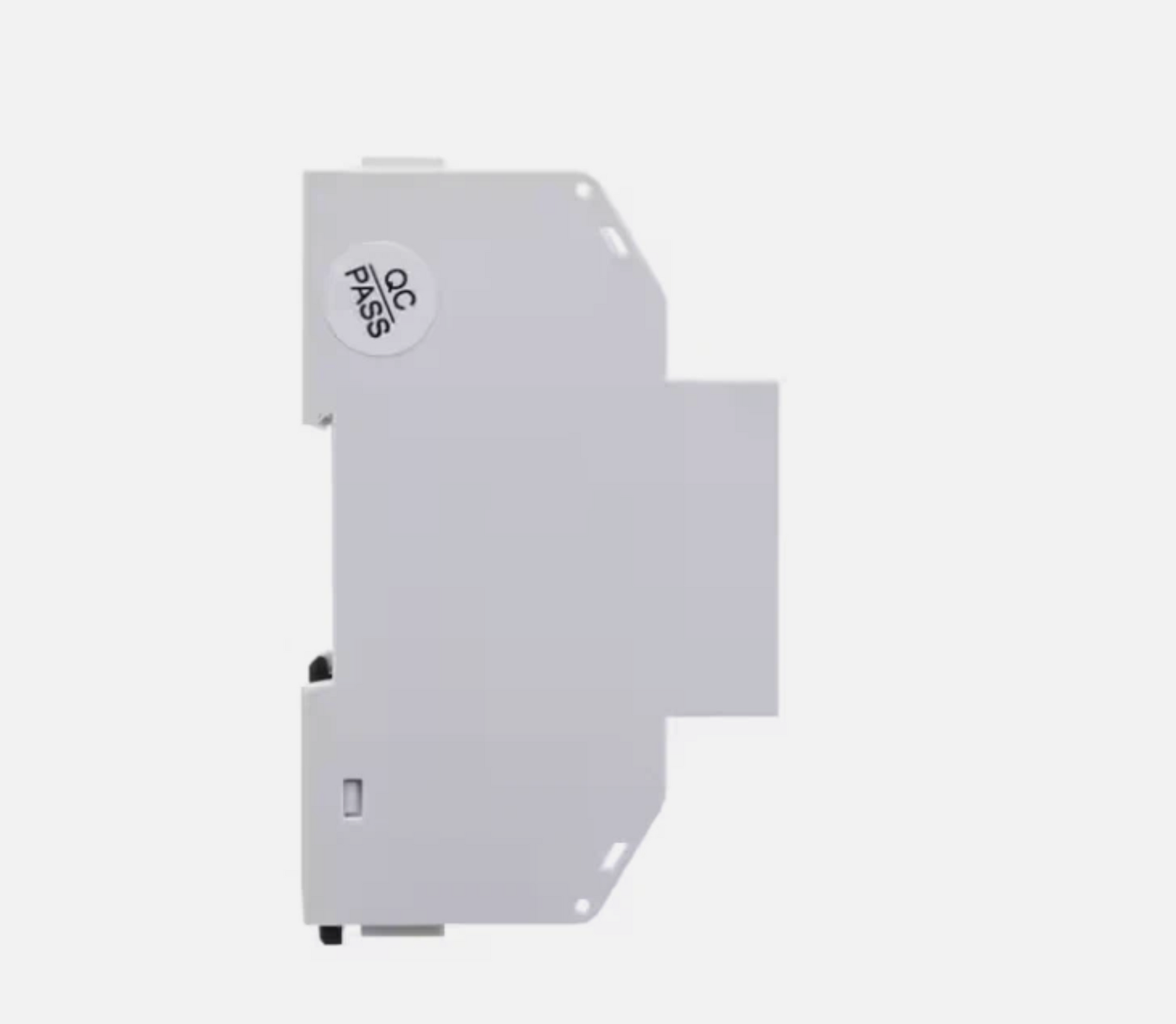 Gray electronic component with 'OC PASS' label on a white background