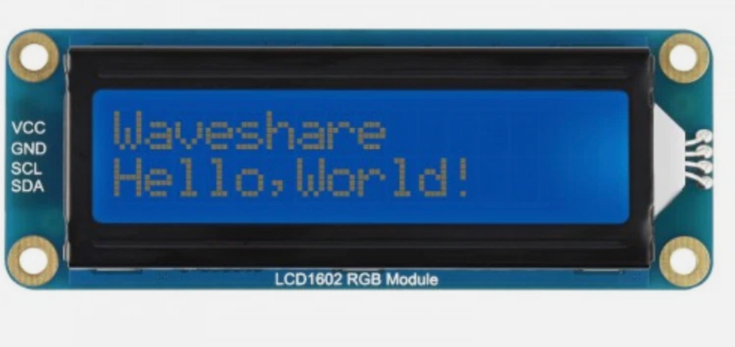 Waveshare LCD1602 I2C 16×2 Character Display Module – Raspberry Pi & Arduino Compatible