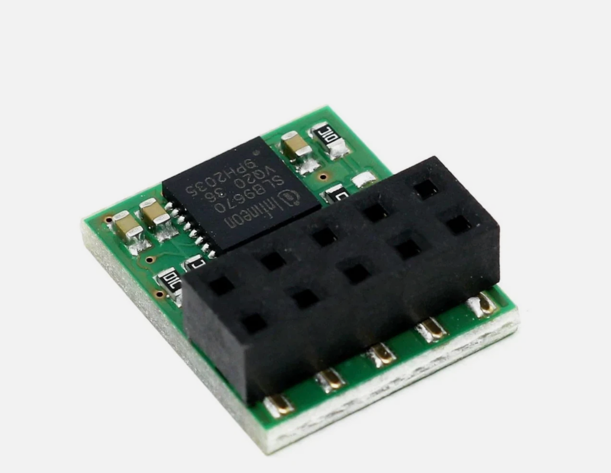 Electronic component with a microcontroller on a white background